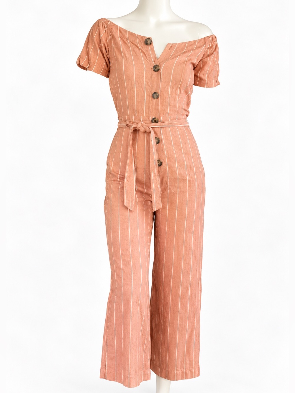 Derek Heart Carmel Stripe Cotton Pantsuit Jumpsuit Romper Size Small